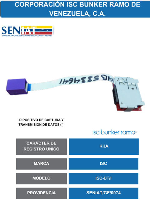 Ficha de homologación del dispositivo de transmisión ISC-DT/I